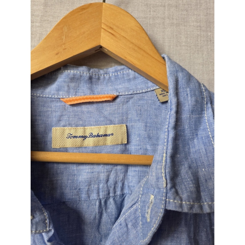 Tommy Bahama Shirt 100% Linen Short Sleeve Button Up Shirt Size XL Mens Blue New - Picture 3 of 8